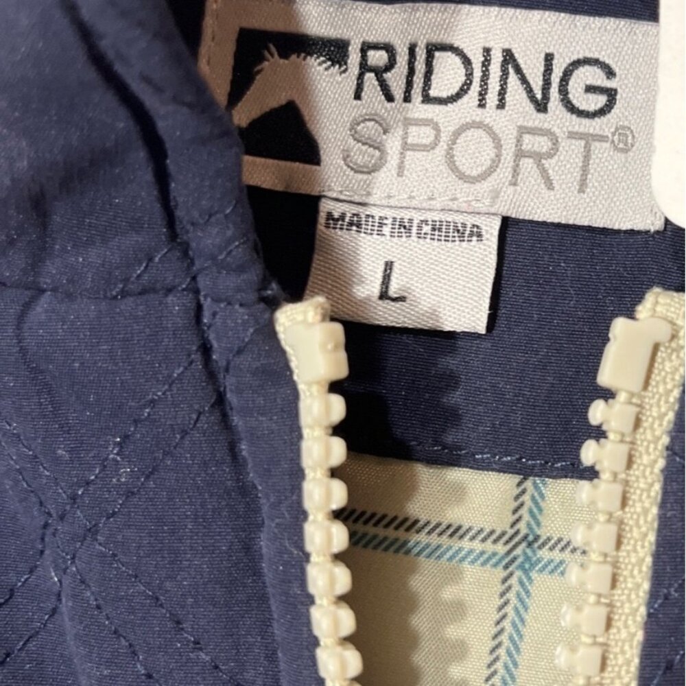 Riding Sport Quilted Navy Vest By Dover Saddlery Plaid Lining Womens Size L 26f - Picture 8 of 8